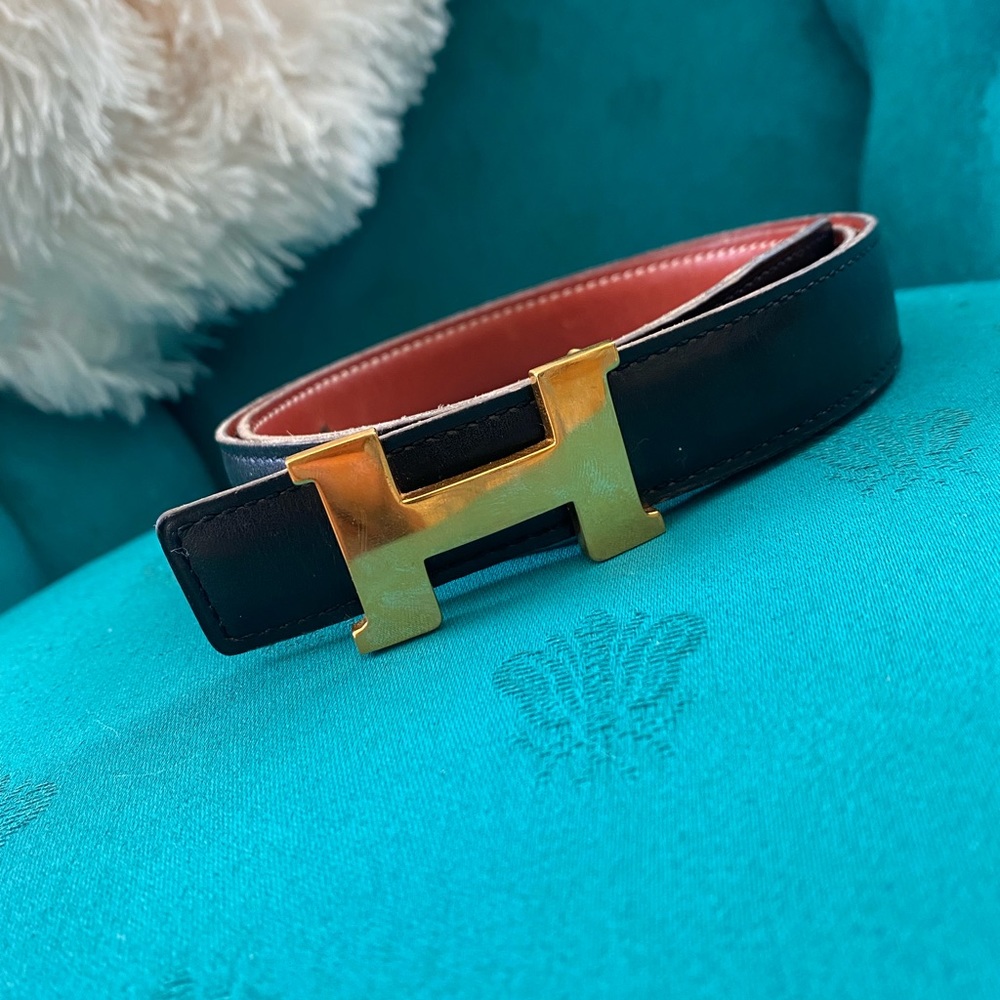 Hermès 24mm Constance H Belt 75 Gold Black
